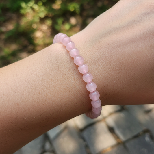 Bracelet en perles - Quartz Rose (6 mm)