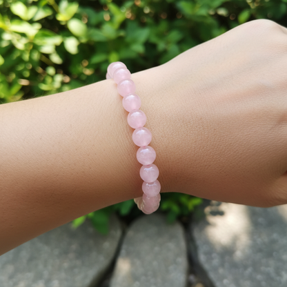 Bracelet en perles - Quartz Rose (8 mm)