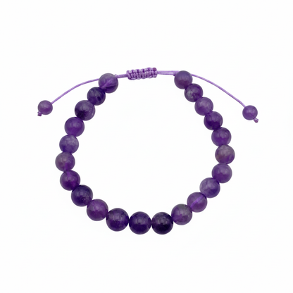 Bracelet en perles Réglable Coulissant - Améthyste