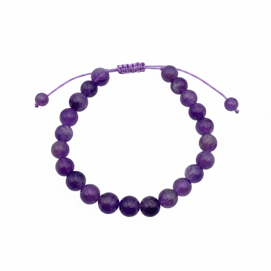 Bracelet en perles Réglable Coulissant - Améthyste