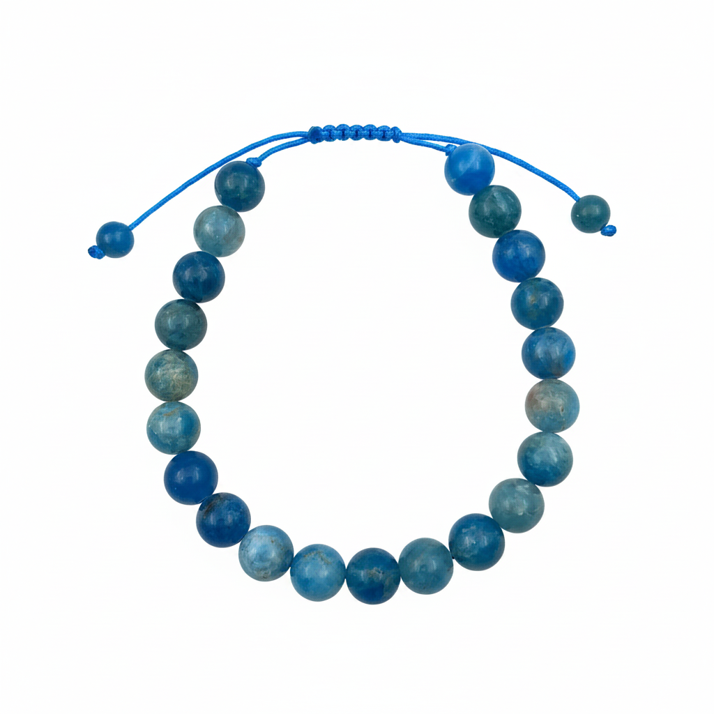 Bracelet en perles Réglable Coulissant - Apatite Bleue