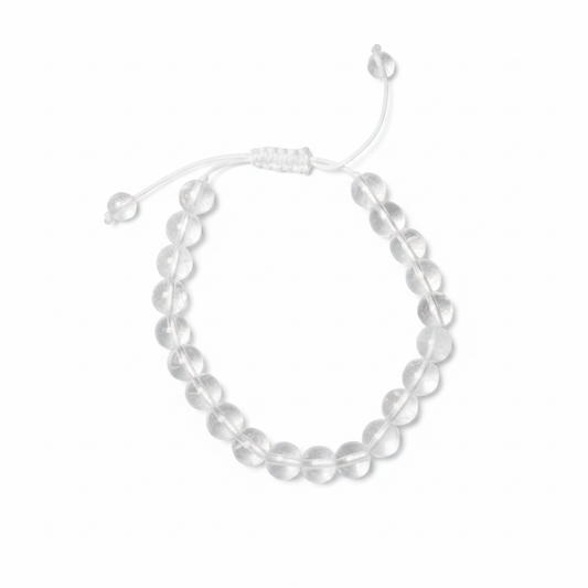 Bracelet en perles Réglable Coulissant - Cristal de Roche