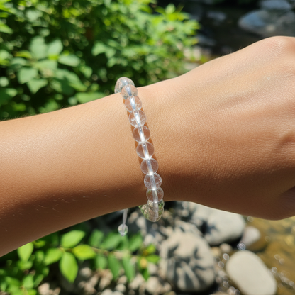 Bracelet en perles Réglable Coulissant - Cristal de Roche