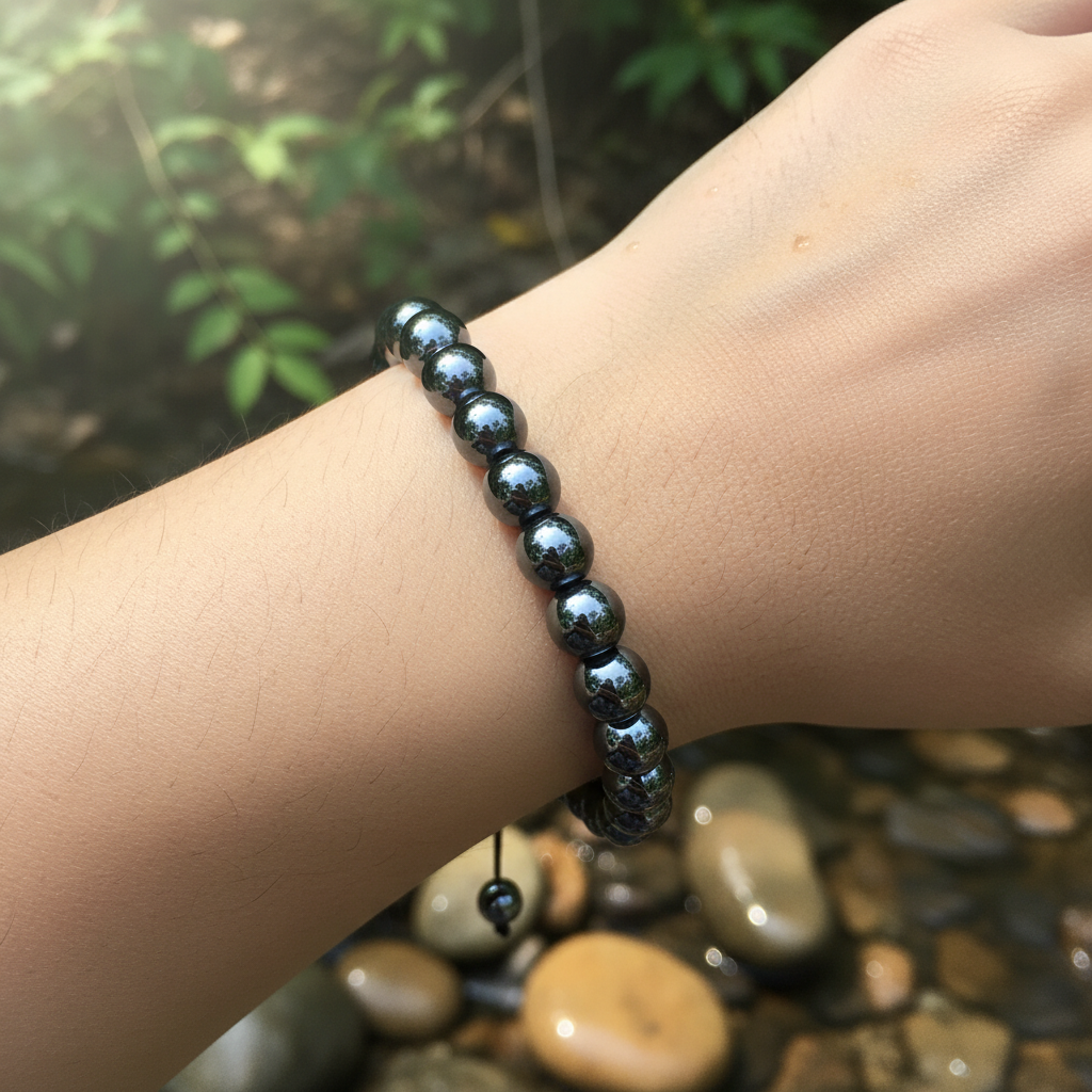 Bracelet en perles Réglable Coulissant - Hématite