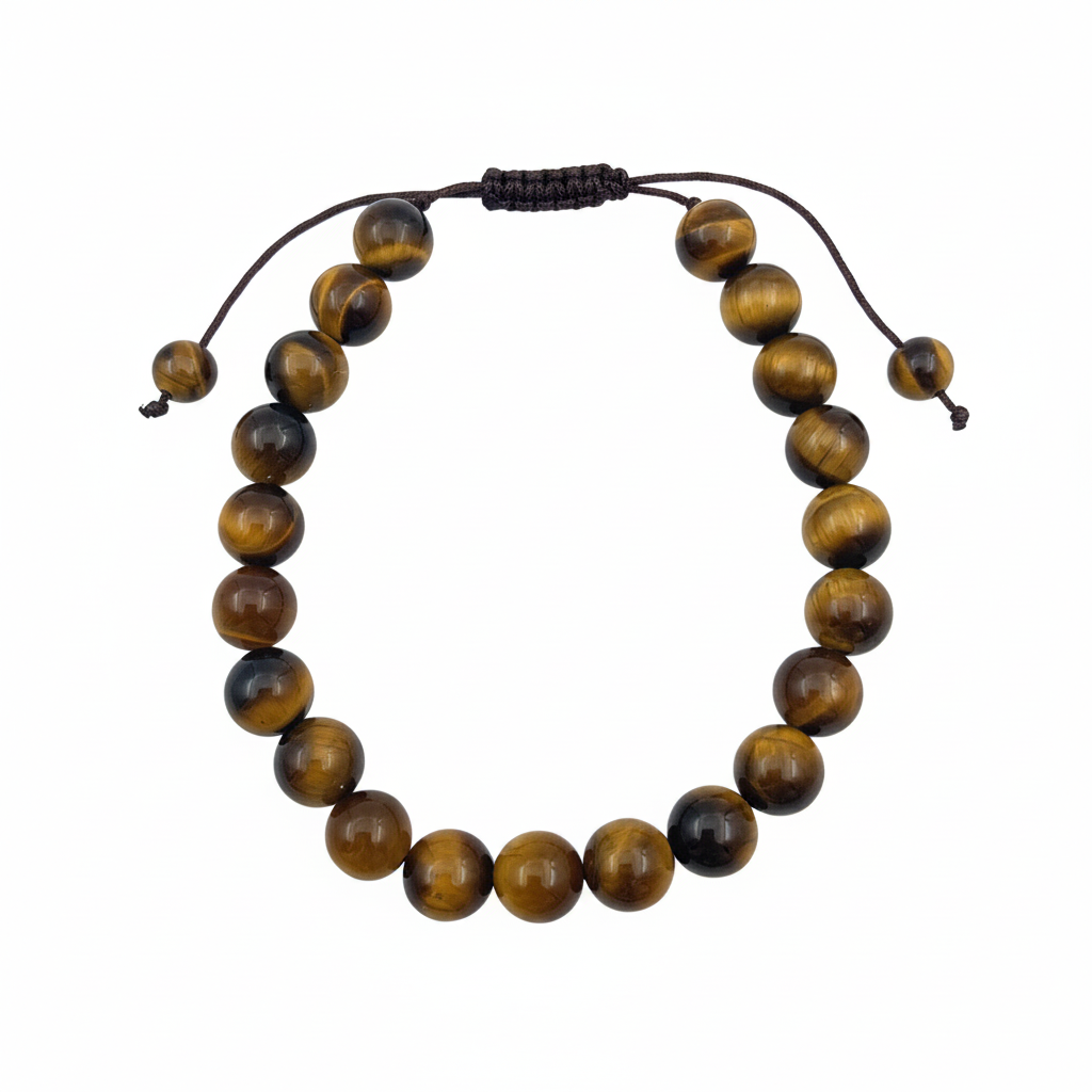 Bracelet en perles Réglable Coulissant - Oeil de Tigre