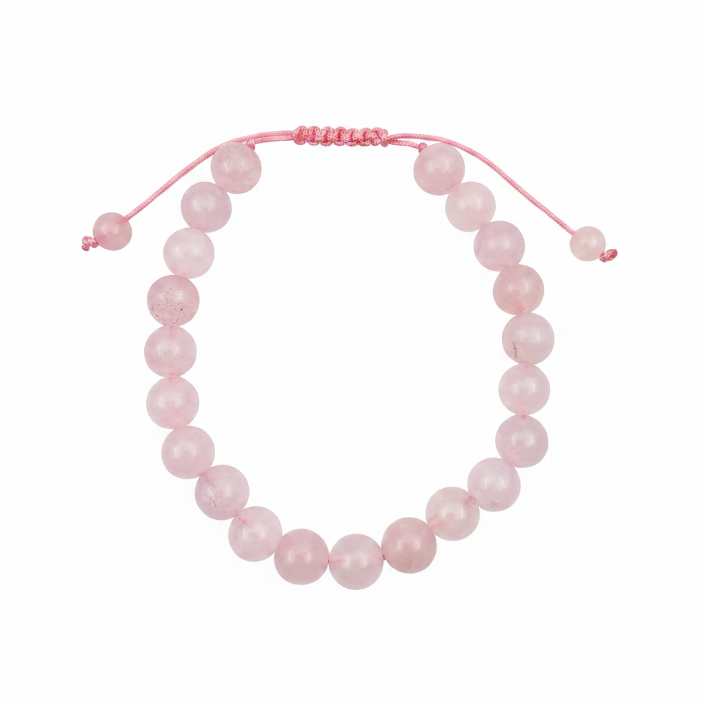 Bracelet en perles Réglable Coulissant - Quartz Rose