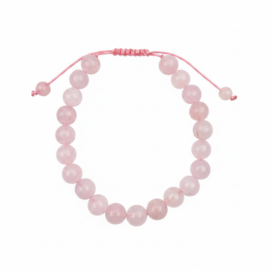 Bracelet en perles Réglable Coulissant - Quartz Rose