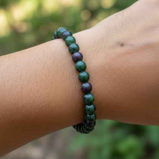 Bracelet en perles - Rubis / Zoïsite (6 mm)
