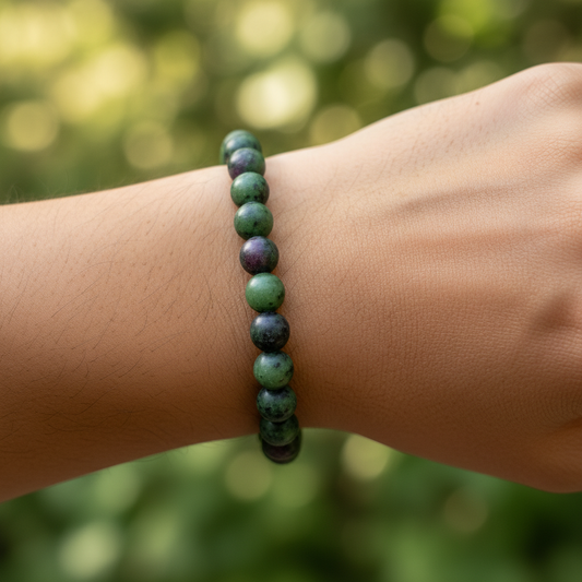 Bracelet en perles - Rubis / Zoïsite (8 mm)