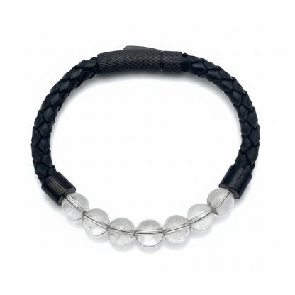 Bracelet en perles Simple Cuir - Cristal de Roche