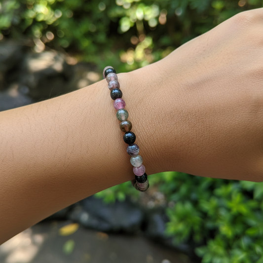 Bracelet en perles - Tourmaline Multicolore (6 mm)