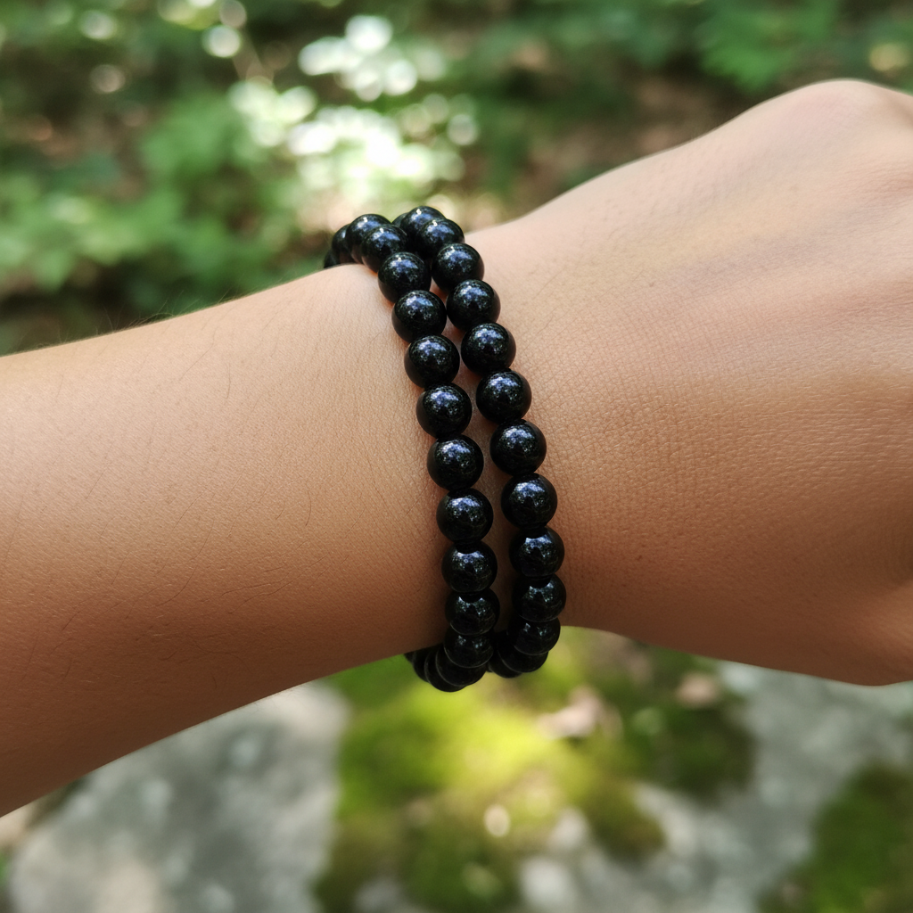 Bracelet en perles - Tourmaline Noire (8 mm)