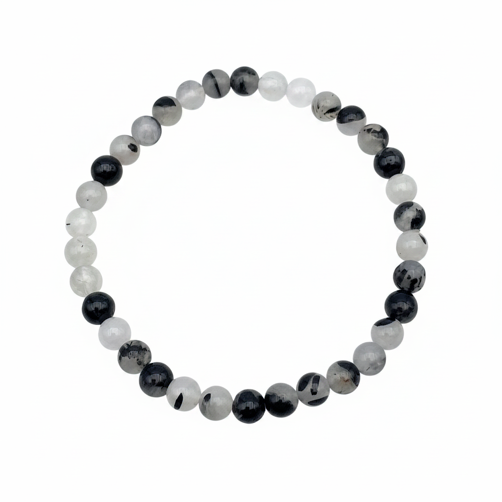Bracelet en perles - Tourmaline Noire / Quartz (6 mm)
