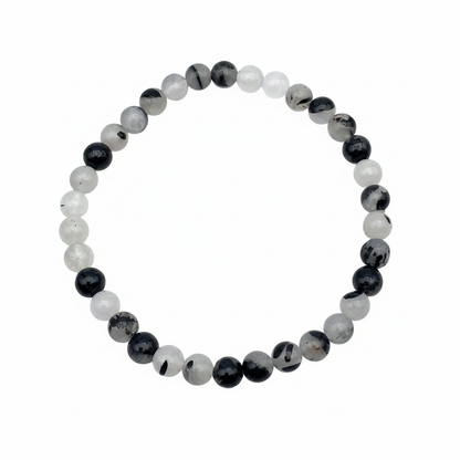 Bracelet en perles - Tourmaline Noire / Quartz (6 mm)