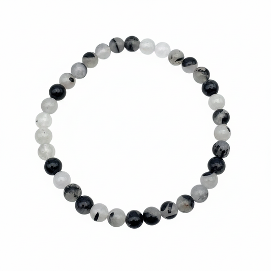 Bracelet en perles - Tourmaline Noire / Quartz (6 mm)