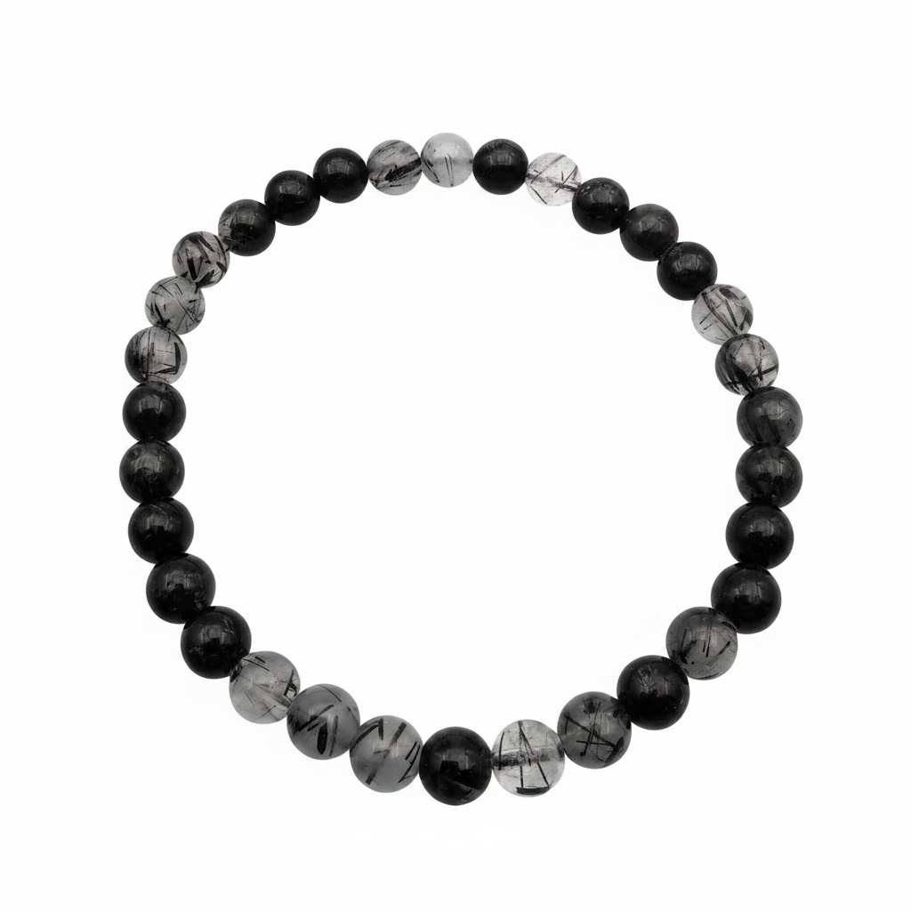 Bracelet en perles - Tourmaline Noire / Quartz (6 mm) EXTRA