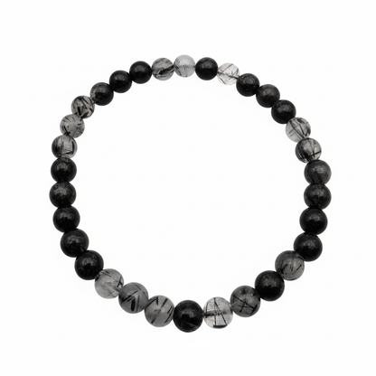 Bracelet en perles - Tourmaline Noire / Quartz (6 mm) EXTRA