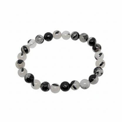 Bracelet en perles - Tourmaline Noire / Quartz (8 mm)