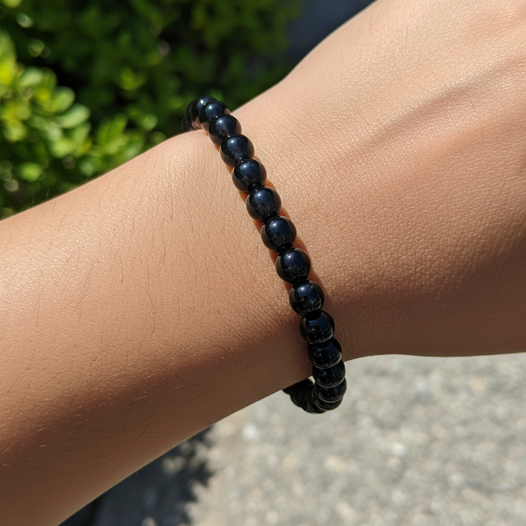 Bracelet en perles - Obsidienne argentée  (6 mm)