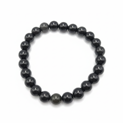 Bracelet en perles - Obsidienne argentée  (8 mm)