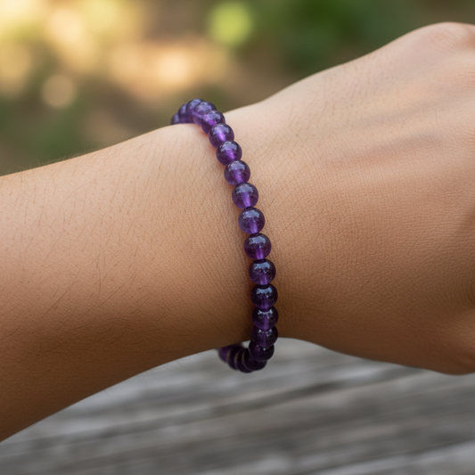 Bracelet en perles - Améthyste (6 mm)