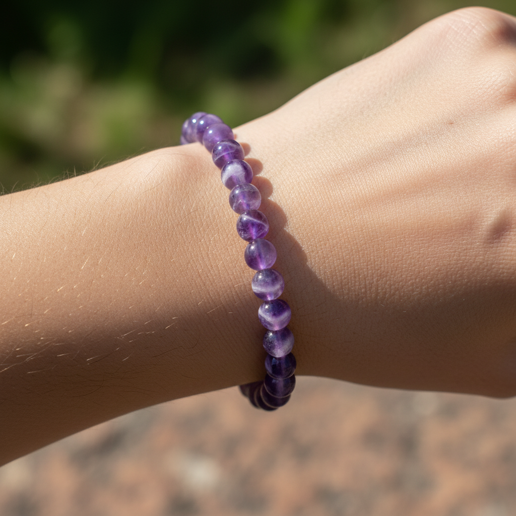 Bracelet en perles - Améthyste Chevron (6 mm)