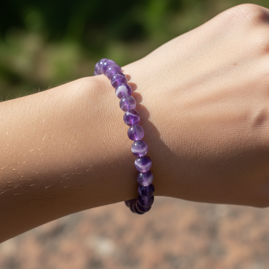 Bracelet en perles - Améthyste Chevron (6 mm)