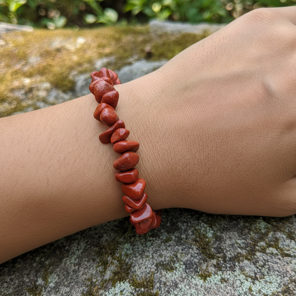 Bracelet baroque en Jaspe rouge (Collection Femme / Enfant)