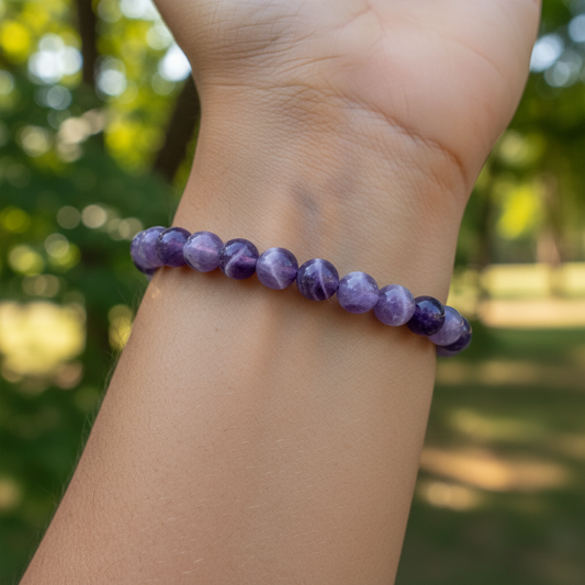 Bracelet en perles - Améthyste Chevron (8 mm)