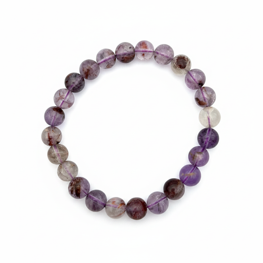 Bracelet en perles - Améthyste Fantôme / Super Seven (8 mm)