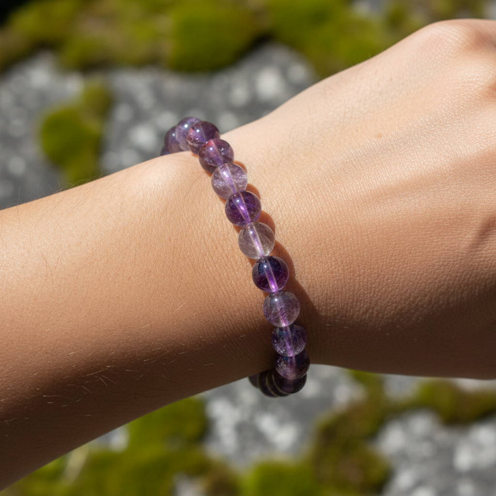 Bracelet en perles - Améthyste Fantôme / Super Seven (8 mm)