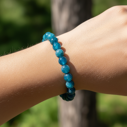 Bracelet en perles - Apatite Bleue (8 mm)