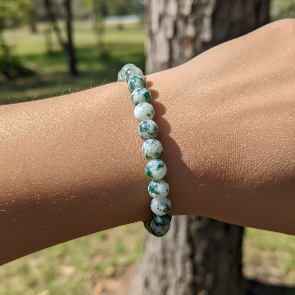 Bracelet en perles - Agate Arbre (6 mm)