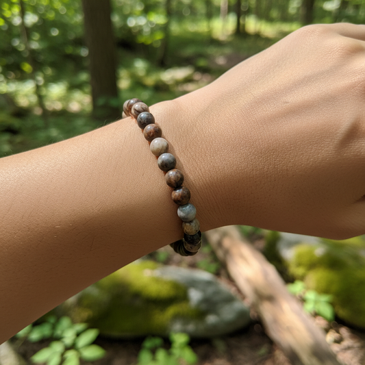 Bracelet en perles - Bois Fossile (6 mm)