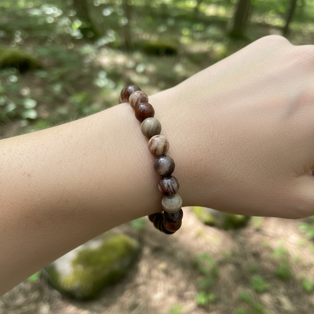 Bracelet en perles - Bois Fossile (8 mm)