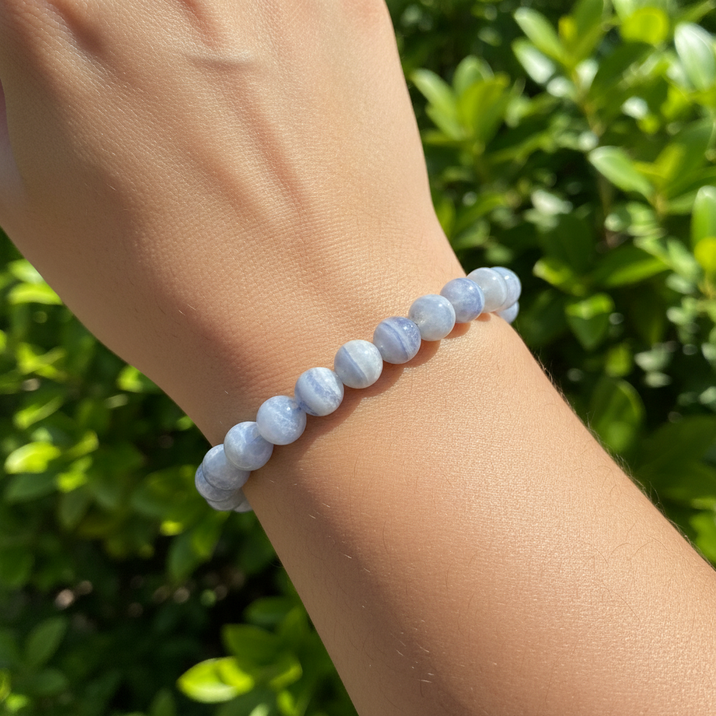 Bracelet en perles - Calcédoine (8 mm)