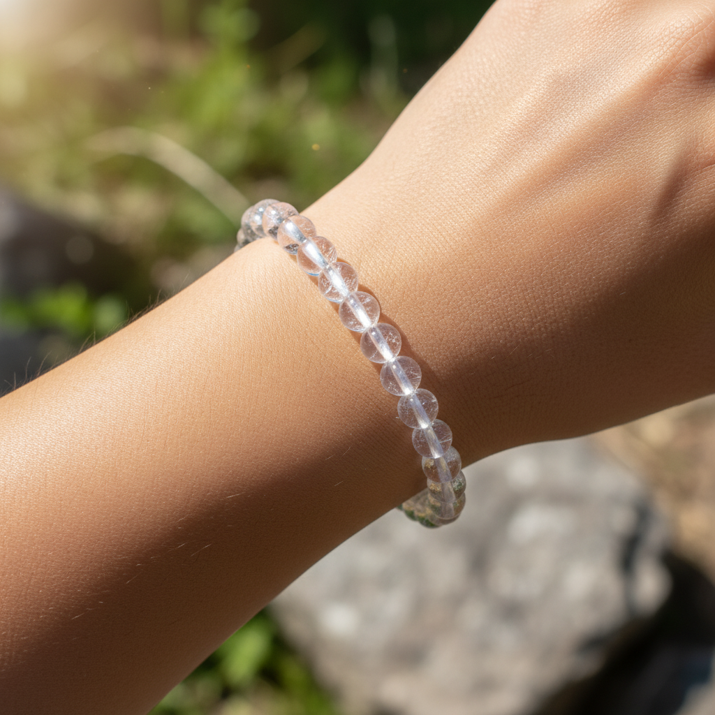Bracelet en perles - Cristal de Roche (6 mm)