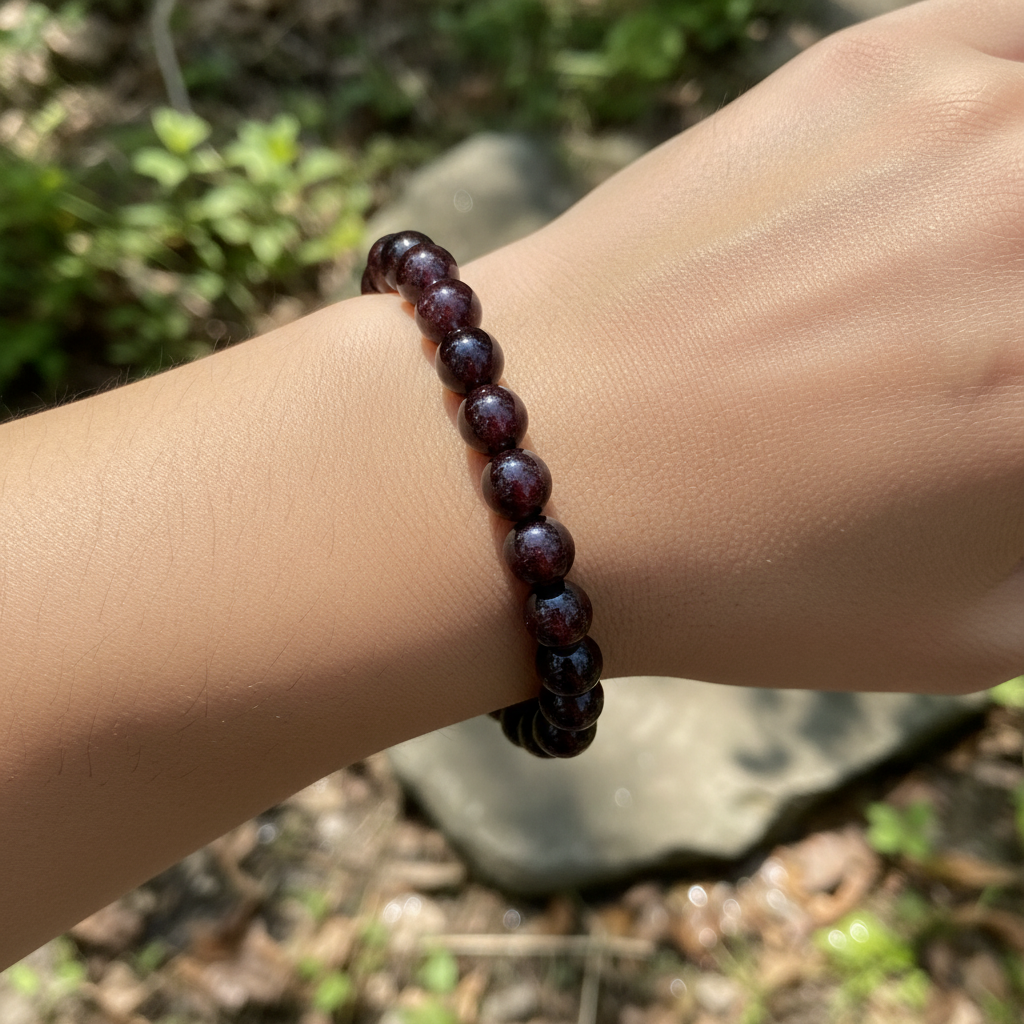 Bracelet en perles - Grenat (8 mm)