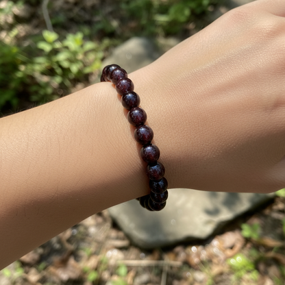 Bracelet en perles - Grenat (8 mm)