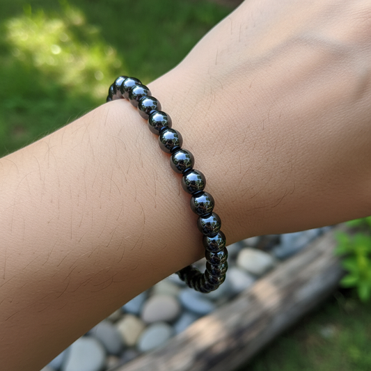 Bracelet en perles - Hématite (6 mm)