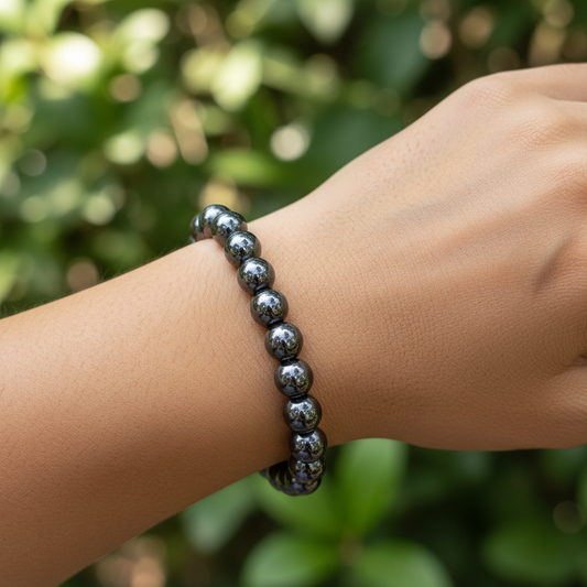 Bracelet en perles - Hématite (8 mm)