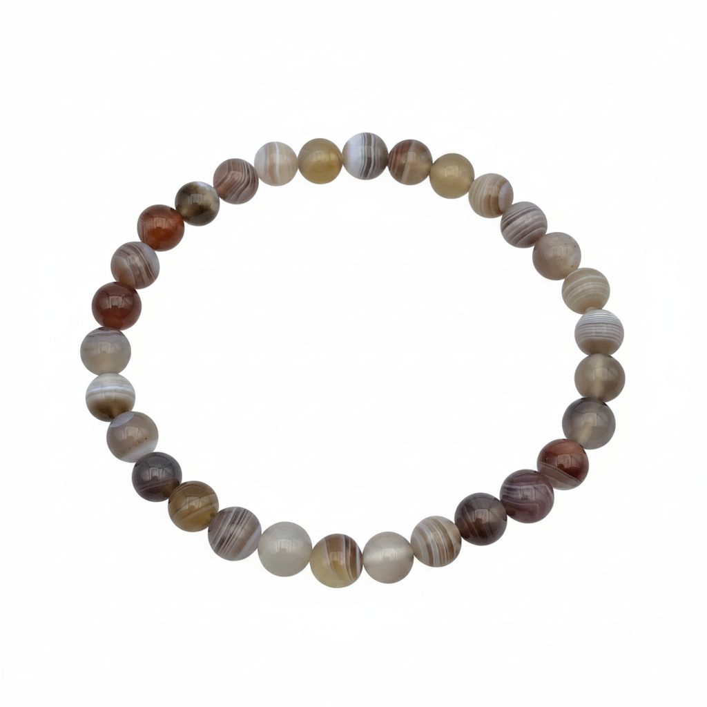 Bracelet en perles - Agate du Botswana (6 mm)