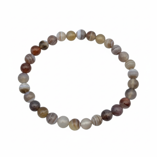 Bracelet en perles - Agate du Botswana (6 mm)