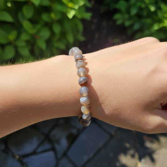 Bracelet en perles - Agate du Botswana (6 mm)