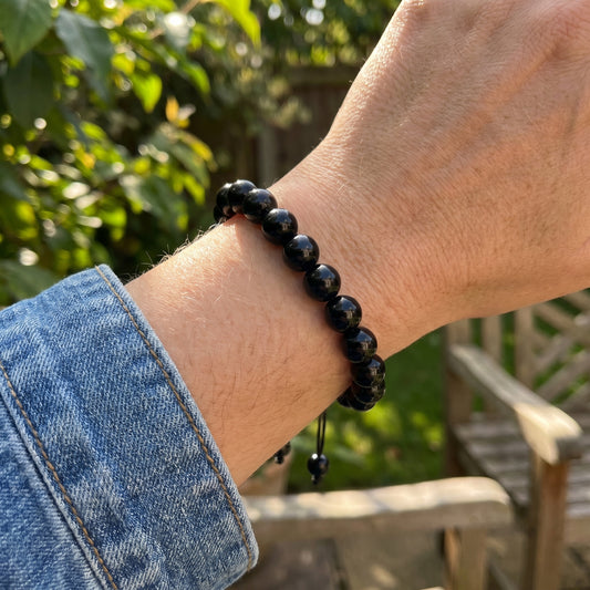 Bracelet en perles Réglable Coulissant - Onyx