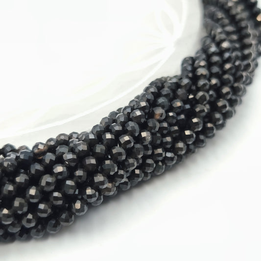 Rang facetté - Obsidienne noire (4 mm)