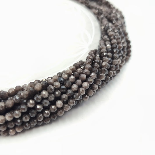 Rang facetté - Obsidienne argentée (4 mm)