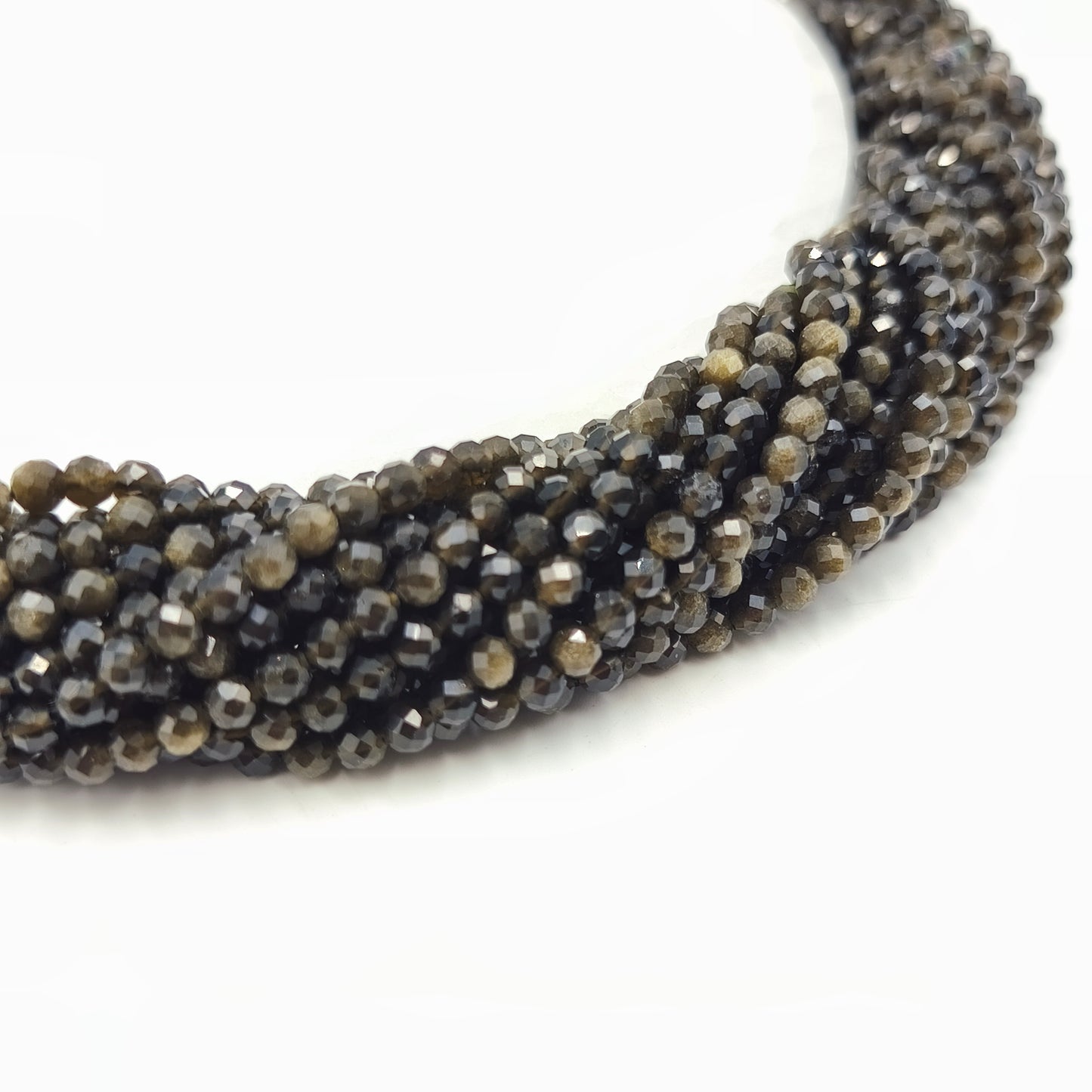 Rang facetté - Obsidienne dorée (4 mm)