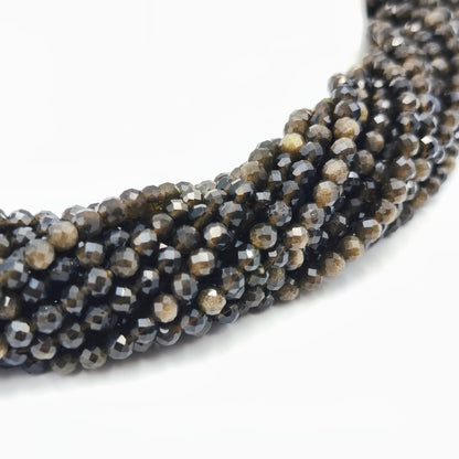 Rang facetté - Obsidienne dorée (4 mm)