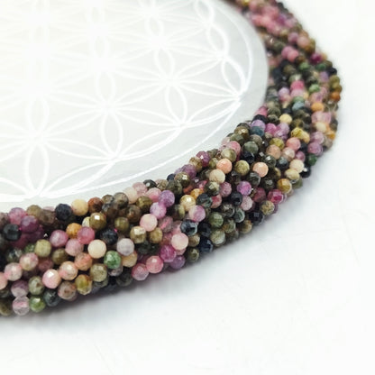 Rang facetté - Tourmaline multicolore (4 mm)